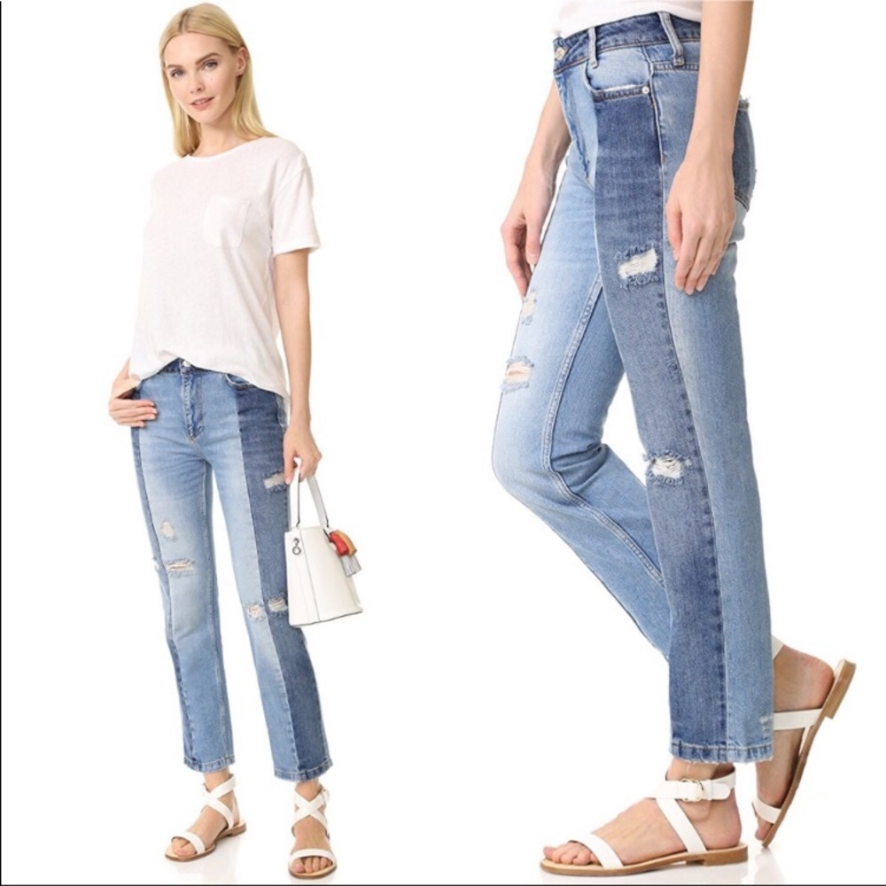 NWT Patchwork Distressed Skinny Jeans